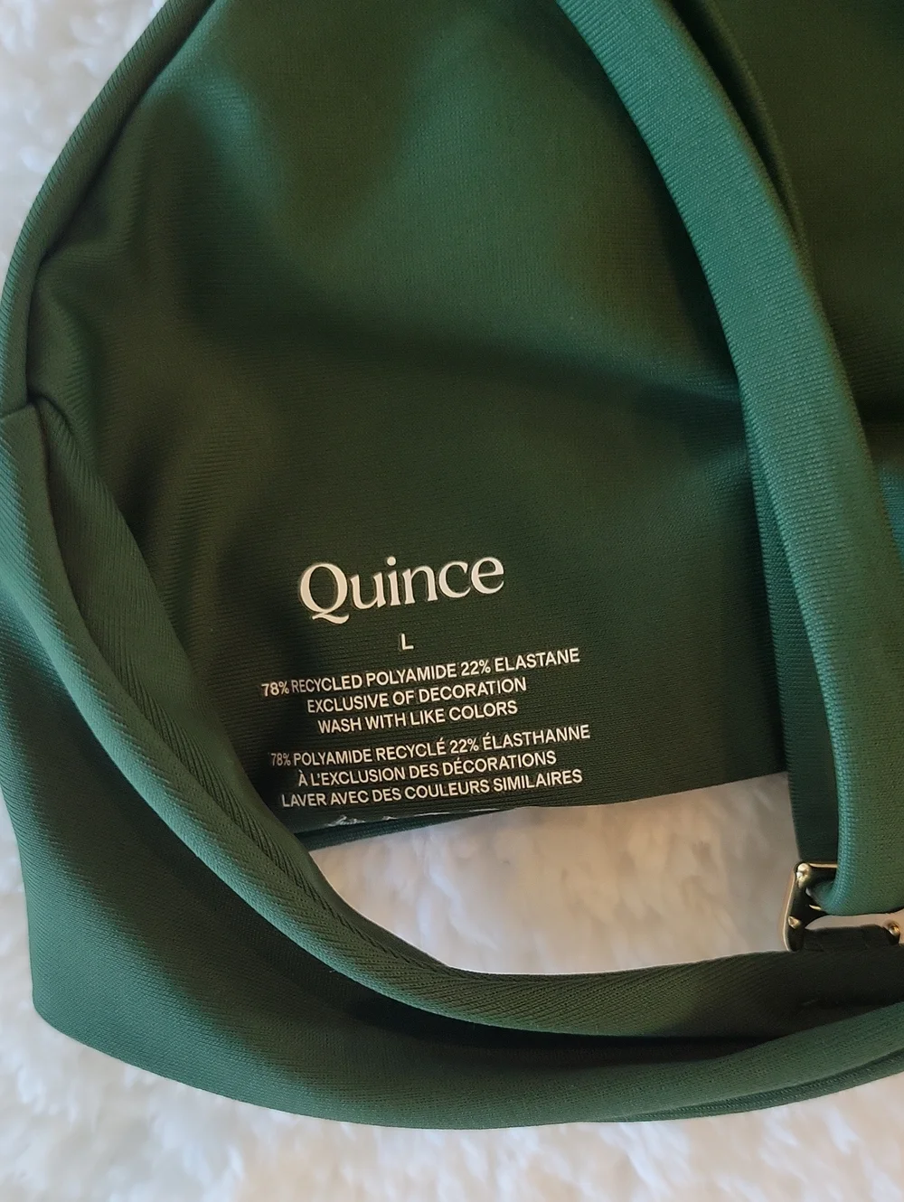 Quince Knotted Triangle Bikini Top In Forest Green Size Large Minimalist NWT